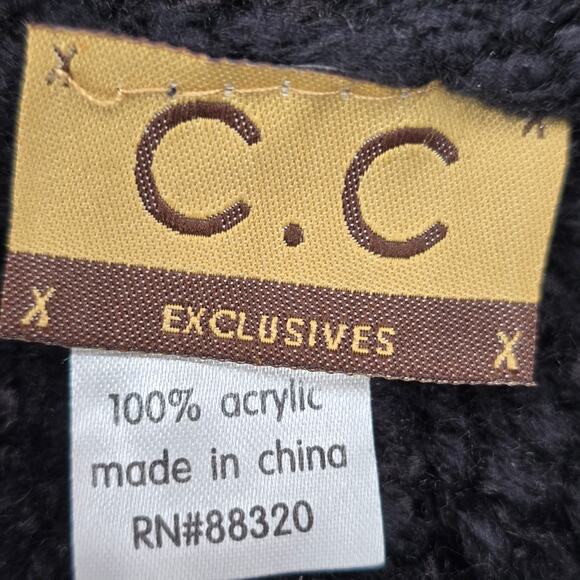 C.C Exclusives Black Beret Crochet Knit Bucket Cap Hat Fun VTG Y2K Funky Beanie - Picture 5 of 5